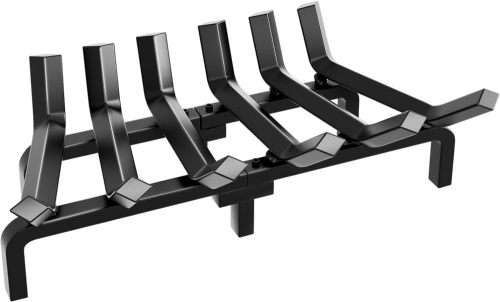 AMAGABELI GARDEN & HOME Fireplace Log Grate 24 Inch Wide Heavy Duty Solid Steel Indoor Chimney Hearth 3/4 Bar for Outdoor Kindling Tools Pit Wrought Iron Wood Stove Firewood Burning Rack Holder - Lot 1305