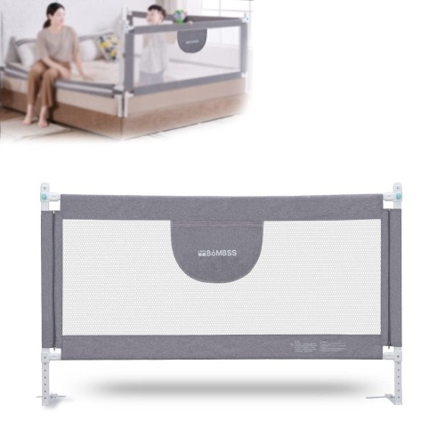 MBQMBSS 58'' Bed Guard Rail for Toddlers, Toddler Bed Rail - Fit for Wide Side of Queen Bed, Baby Bed Rail Guard, Bed Rails for Kids with Double Safety Lock & Extra Y-Shaped Reinforcement Strap - Lot 1310