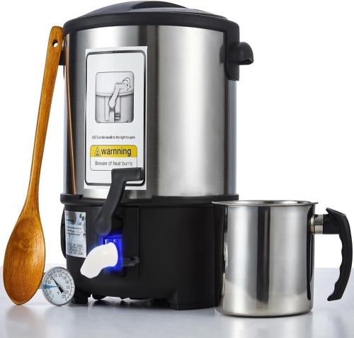 PIUH Wax Melter for Candle Making with Spout, Large 6Qts 12Lbs Electric Wax Melting Candle Maker Machine Fast Bulk Production Easy Clean for Soy Wax, Beeswax, Soap with Embedded Thermometer - Lot 1315