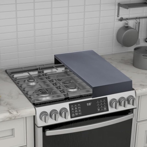 Stainless Steel Stove Top Cover, Range Burner Cover for Gas/Electric Stove, Noodle Board for 2 Burners RV/Camper/Apartment, W11.8'' x D21.6'' x H3'' (Black Finish) - Lot 1320