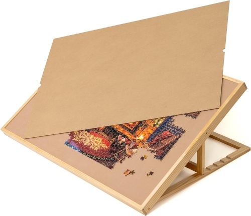 Lavievert Adjustable Jigsaw Puzzle Board with Wooden Cover, 5-Tilting-Angle Puzzle Easel for Adults, Portable Puzzle Table with Non-Slip Surface for Games Up to 1500 Pieces - Lot 1346