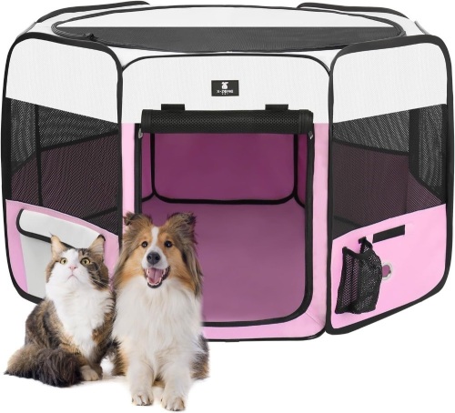 X-ZONE PET Portable Foldable Pet Dog Cat Playpen Crates Kennel/Premium 600D Oxford Cloth,Removable Zipper Top, Indoor and Outdoor Use - Lot 1363