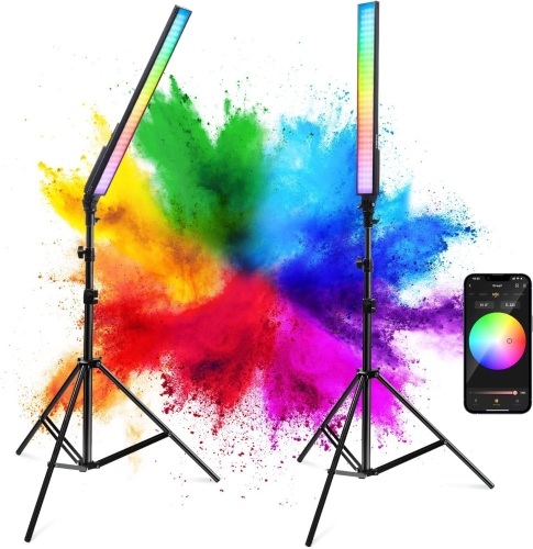 LED Tube Lights with 2500-8500K for Video|Light Wand from Pixel| Led Light Stick with Tripods| Light Wand Photography 2 Packs|RGB Tube Light with Carrying Bag|Photo Led Light Bar Controlled by APP - Lot 1379