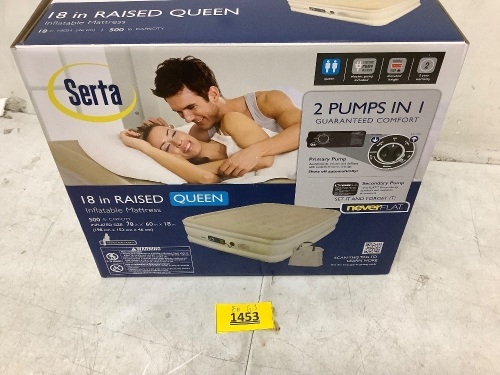 Serta 18in Queen Inflatable Mattress - Lot 1453
