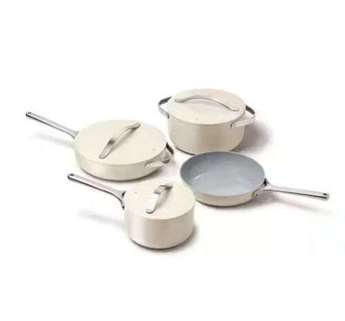 CARAWAY HOME Ceramic Nonstick Cookware Set in Cream - Lot 20