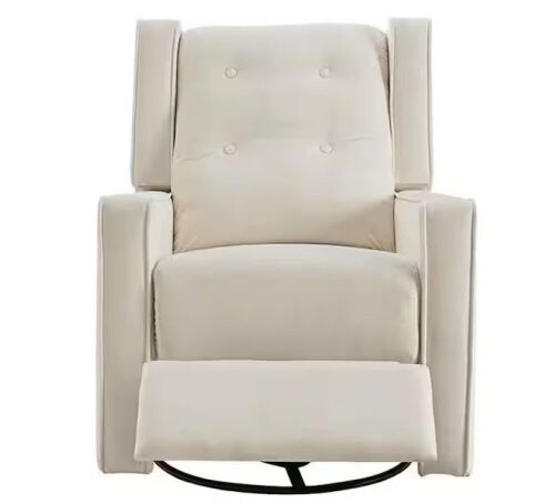 Cream Microfiber Swivel Glider Rocker Recliner - Lot 21