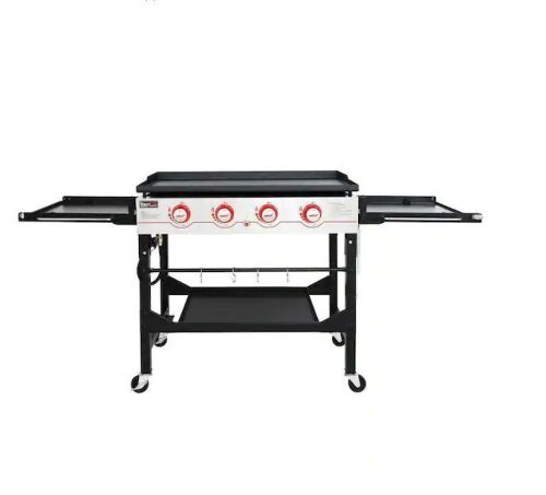 Royal Gourmet 36 in. 4-Burner Propane BBQ Grill in Black Flat Top Gas Griddle with Top Cover Lid - Lot 30