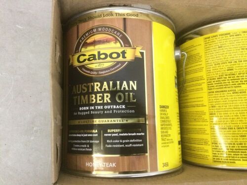 Case of (4) Cabot Australian Timber Oil, Honey Teak, 1 Gal - Lot 87