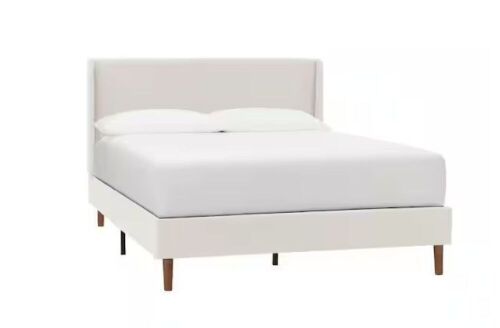 StyleWell Handale Ivory Queen Upholstery Mid Century Platform Bed  - Lot 94