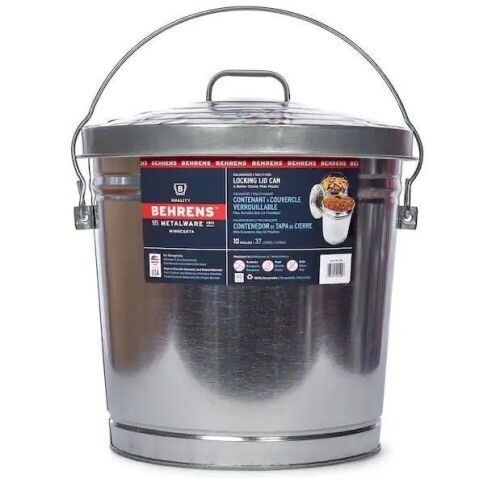 Behrens 10 Gal. Galvanized Steel Locking Lid Storage Can  - Lot 130