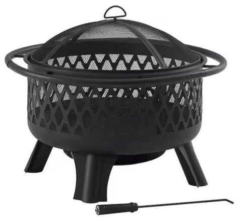 Hampton Bay Piedmont 30 in. Steel Fire Pit in Black with Poker - Lot 150