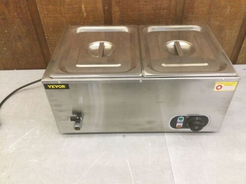 VEVOR 2-Pan 1200-Watt 6 in. Deep Stainless Steel Buffet Food Warmer 8.5 Qt./Pan - Lot 394