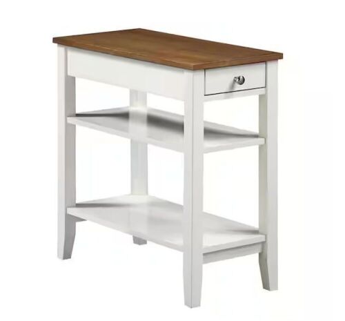 American Heritage 11.25 in.(W) Driftwood Top with White Frame 24 in.(H) Rectangle Wood End Table Three Tiers - Lot 398