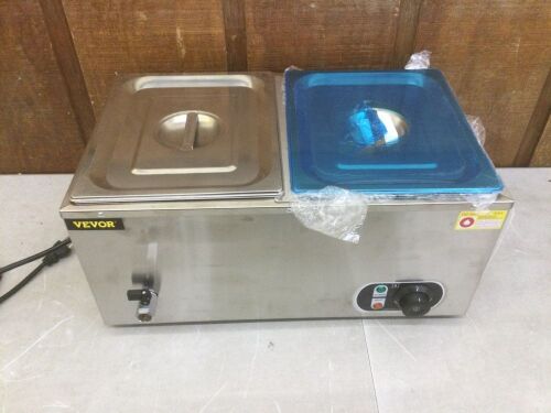 VEVOR 2-Pan 1200-Watt 6 in. Deep Stainless Steel Buffet Food Warmer 8.5 Qt./Pan - Lot 404