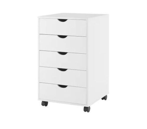 White 5 Drawer Office File Cabinet  - Lot 414