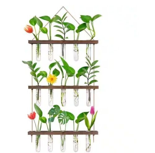 EVEAGE 39in. x 14in. Glass Wall Hanging Planter 3 Tiered Propagation Test Tube  - Lot 454