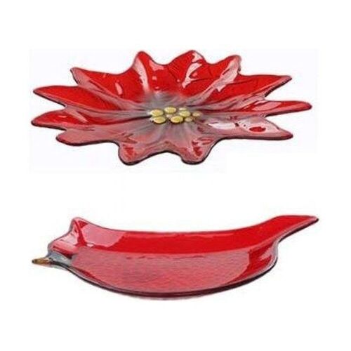 Celebrations Cardinal and Poinsettia Glass Dishes - Lot 528