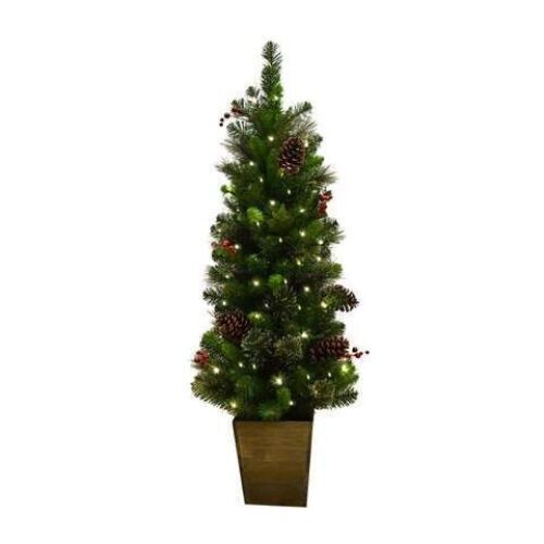 Celebrations Platinum 4 ft. Slim LED 50 lights Cedar Pine Christmas Tree - Lot 711