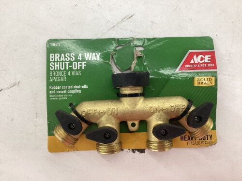 Brass 4 Way Shut-Off Garden Hose Manifold  - Lot 756
