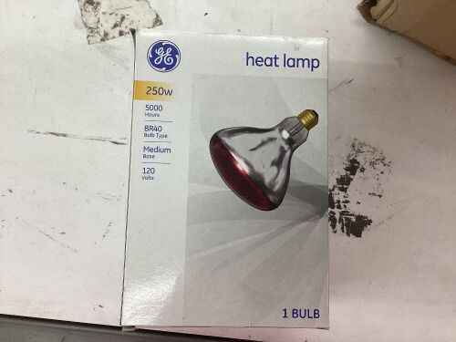 Case of (6) GE 250W BR40 Incandescent Heat Lamp Red - Lot 727