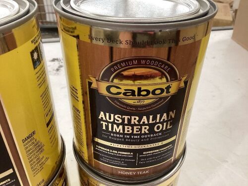 Lot of (4) Cabot Australian Timber Oil, Honey Teak, 1 Gal  - Lot 657
