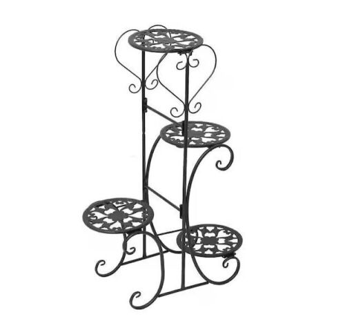 32.3 in. Tall Indoor/Outdoor Black Metal Plant Stand - Lot 668