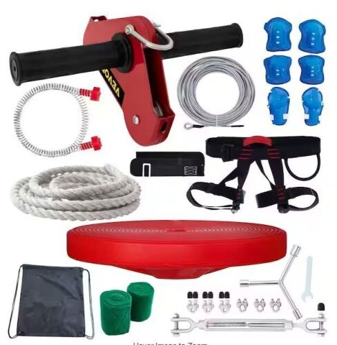 VEVOR 110 ft. Backyard Zipline Kit with Seat, Brake and Steel Trolley for Kids - Lot 466