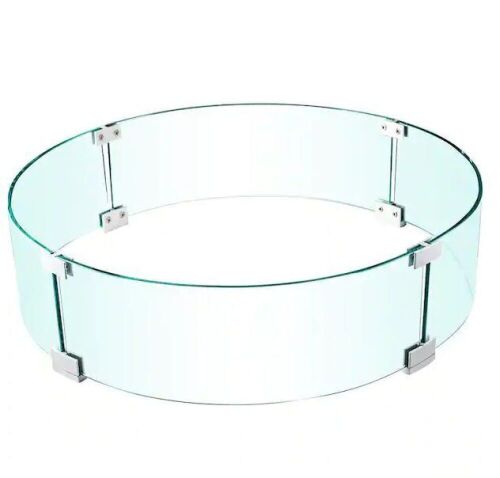 VEVOR Round Fire Pit Wind Guard 22.8 x 22.8 x 6 in. Clear Tempered Glass 0.25 in. Thick - Lot 363
