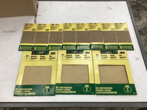 Lot of (11) 3M Sandpaper Packs  - Lot 641