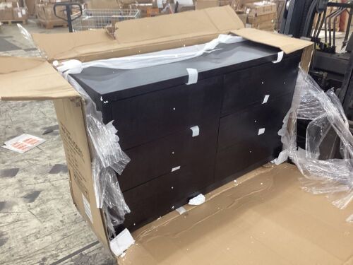 Solid Wood 6 Drawer Double Dresser - Lot 443