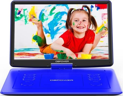 DBPOWER 17.9" Portable DVD Player with 15.6" Large HD Swivel Screen, Support DVD/CD/USB/SD Card, 6-Hour Built-in Rechargeable Battery, High Volume Speaker, Blue  - Lot 352