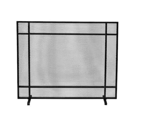 Noble House Cabarrus Modern Black Brushed Silver Single Panel Iron Fire Screen  - Lot 229