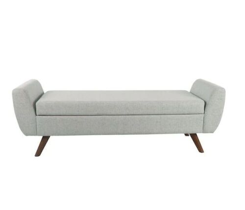 Homepop Modern Gray Woven Storage Bench with Wood Legs 21 in. Height x 60 in. Width x 18 in. Depth - Lot 239
