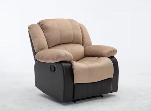 Nathaniel Home Aiden Beige Champion and PU Recliner  - Lot 53