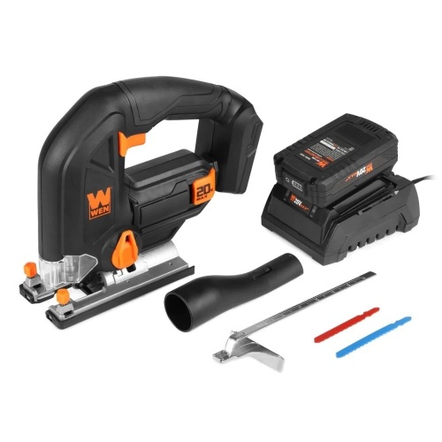 WEN 20661 20V Max Cordless Jigsaw with 2.0 Ah Lithium Ion Battery and Charger - Lot 110