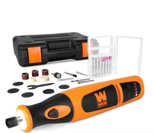 WEN 23072 Variable Speed Lithium-Ion Cordless Rotary Tool Kit with 24-Piece Accessory Set, Charger, and Carrying Case - Lot 128