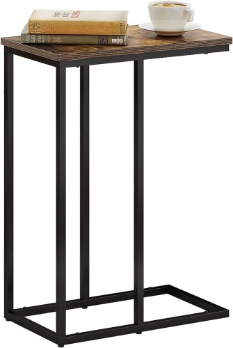 COZYFUN C Side Table,C Shaped End Table,Snack Table,Small Narrow Side Tables for Living Room Sofa Couch Bedrooom (Brown 18.11"D x 10"W x 24.8"H - Lot 159