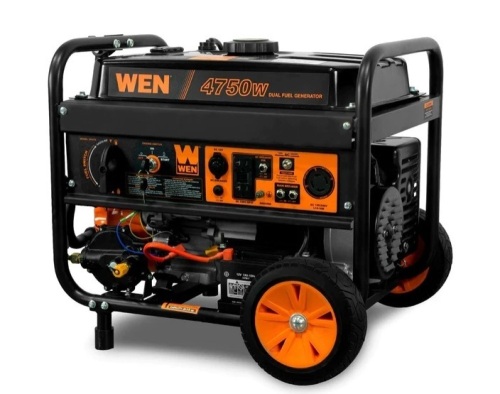 WEN DF475T 4,750/3,800-Watt 120-Volt/240-Volt Dual Fuel Gasoline and Propane Powered Electric Start Portable Generator w/ Wheel Kit - Lot 204
