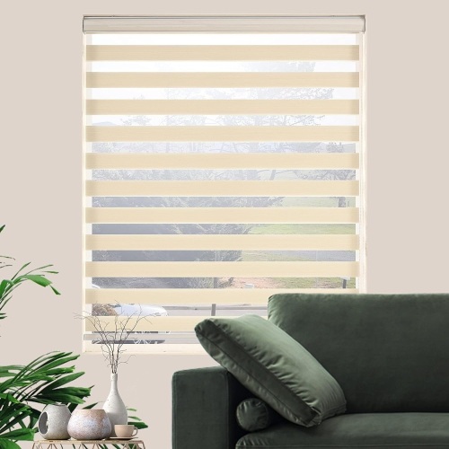 JIANGPIN TEXTILE Zebra Blinds for Windows, Window Shades,Blind Windows,Dual Layer Roller Blinds for Office,Living Room,Bedroom,Kitchen,Easy Installation, (Maximum Height 72inch,Cream, Width 35 inch)  - Lot 177