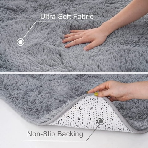 LOCHAS Ultra Soft Indoor Modern Area Rugs Fluffy Living Room Carpets for Children Bedroom Home Decor Nursery Rug, 4'X6',Gray - Lot 270