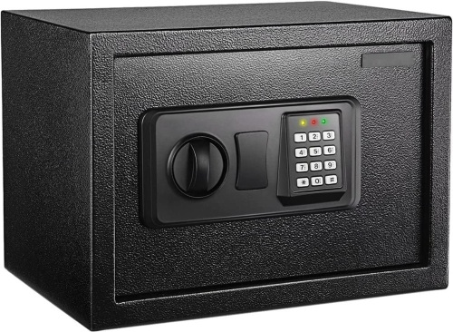 Safe Box, Home Safe with Digital Keypad, 0.3 Cubic Feet Personal Steel Lock Box with Double Code System for Documents Jewelry Valuables, Black, 12.2"W x 7.9"D x 7.9"H-20SA   - Lot 180