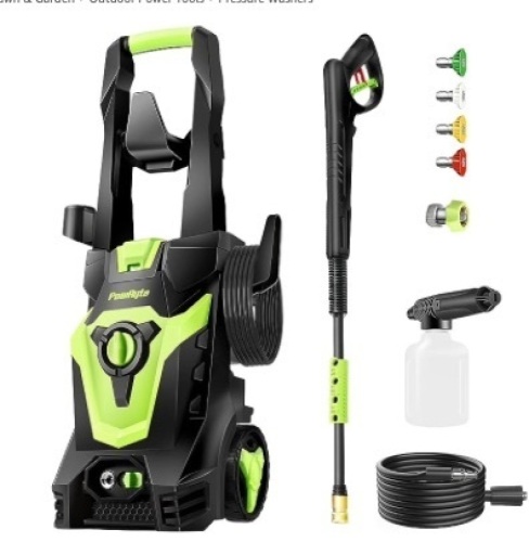 PowRyte Electric Pressure Washer, Foam Cannon, 4 Different Pressure Tips, Power Washer, 3800 PSI 2.4 GPM - Lot 272