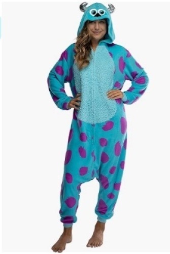 Disney Monsters Inc. Adult Sulley Kigurumi Sherpa Fleece Cosplay Costume One Piece Union Suit (L/XL) Blue - Lot 273