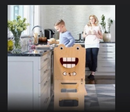 bedmoimo Kids Kitchen Step Stool for Kids with Safety Rail,Solid Wood Construction Toddler Learning Stool Tower - Lot 277