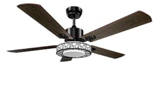 Samyoung Ceiling Fans with Lights and Remote, 52 inch Outdoor Ceiling Fans Quiet DC Motor Modern Ceiling Fans with 3 Downrods (5/10/20”), 5 Dual Finish Blades - Lot 288