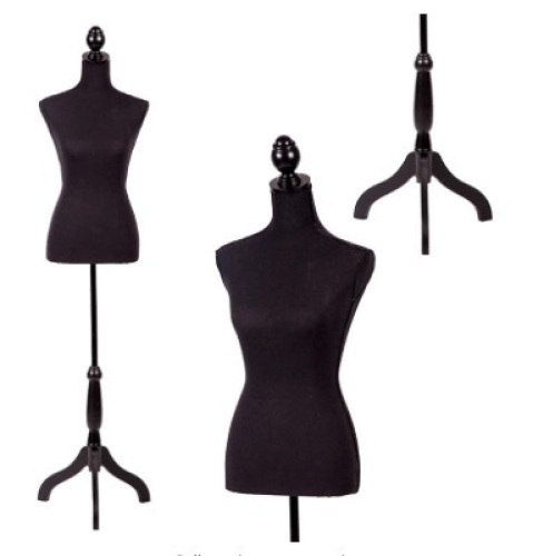 FDW Manikin 60”-67”Height Adjustable Female Dress Model Display Torso Body Tripod Stand Clothing Forms, Black - Lot 318