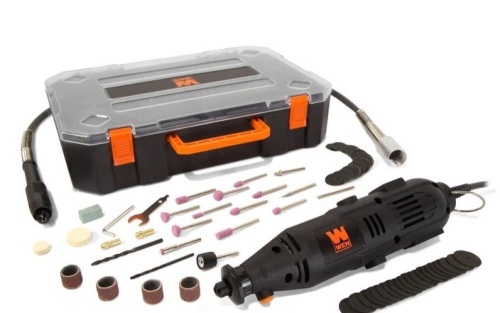 WEN 23103 1-Amp Variable Speed Rotary Tool with 100+ Accessories, Carrying Case and Flex Shaft - Lot 256