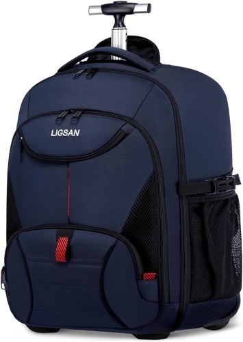 Rolling Backpack for Adults, 17inch Laptop Travel Backpack with Wheels Waterproof Roller Backpacks for Women Men Student Large College Business Suitcase Carry on Luggage Bag Wheeled Bookbag, Blue  - Lot 334