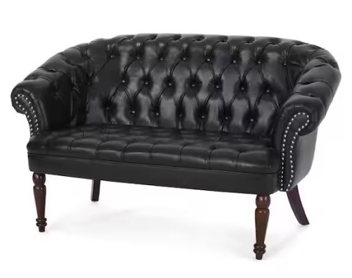 Midnight Black 2-Seat Faux Leather Loveseat $404.29 - Lot 93
