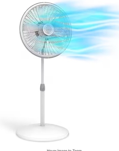 Cyclone Adjustable-Height 18 in. 3-Speed White Oscillating Pedestal Fan with remote - Lot 356